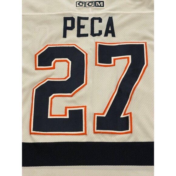 Vtg CCM New York Islanders Michael Peca #27 Signed Stitched NHL Hockey Jersey M - Picture 6 of 9